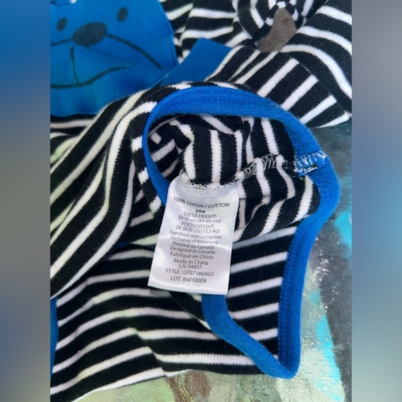 Gagou Tagou | black and white striped onesie with blue dog | size 24m - Picture 4 of 5